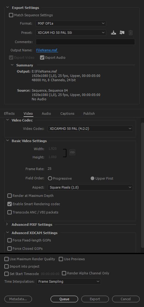 How to export xdcam hd 422 in premiere  In Adobe Premiere Pro, build a custom sequence preset for your flavor with a QuickTime render/preview of ProRes
